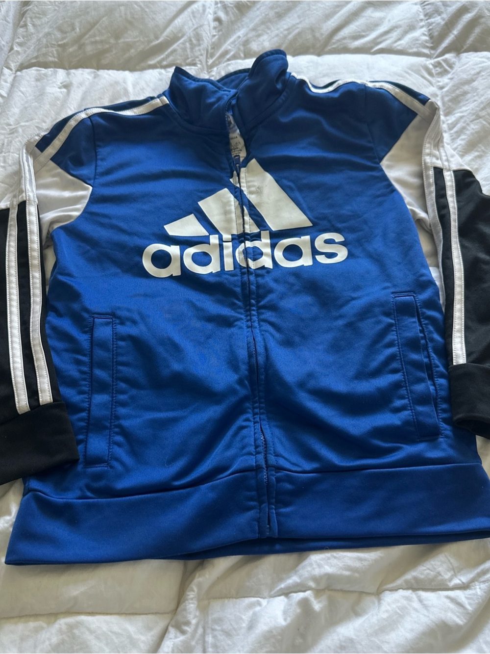 Adidas Blue, White & Black Kids Track Jacket Size 6
